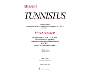 Tunnistus tarkvaraarendus ja programmeerimine